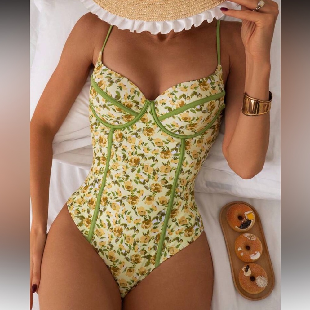 Floral Green Women's One Piece Swimsuit